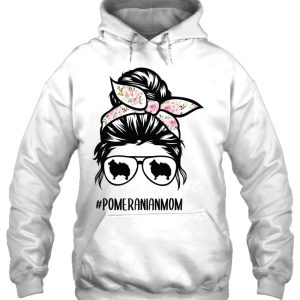 Pomeranian Dog Mom Messy Bun Hair Glasses Pom Mom Dog 3
