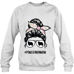 Pomeranian Dog Mom Messy Bun Hair Glasses Pom Mom Dog 4