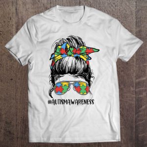 Proud Autism Mom Messy Bun Girl Puzzle Piece Mothers Day 1