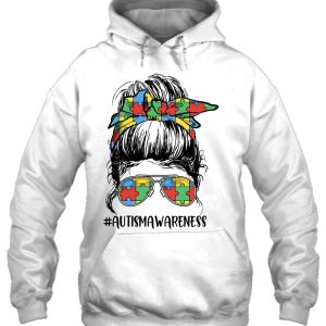 Proud Autism Mom Messy Bun Girl Puzzle Piece Mother's Day 2 Proud Autism Mom Messy Bun Girl Puzzle Piece Mothers Day 3