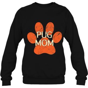 Pug Mom Orange Distressed Dog Paw Print Dog Mom 4
