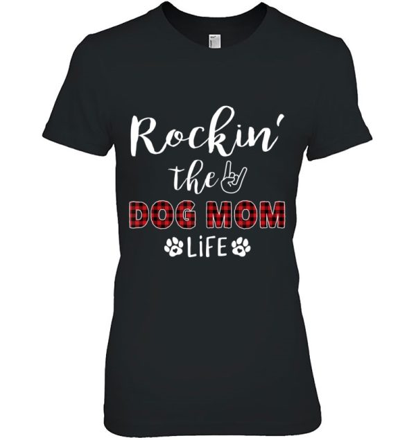 Red Plaid Rockin’ The Dog Mom Life Tank Top