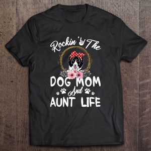 Rockin’ The Dog Mom And Aunt Life Border Collie Red Polka Dot Bandana Flowers