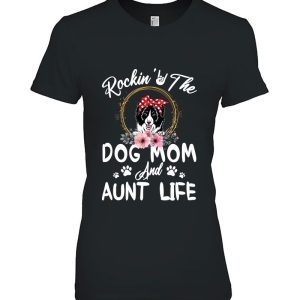 Rockin’ The Dog Mom And Aunt Life Border Collie Red Polka Dot Bandana Flowers