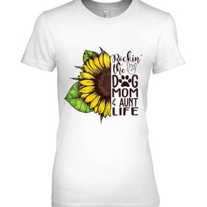 Rockin The Dog Mom And Aunt Life Funny Sunflower Dog Lady Tank Top
