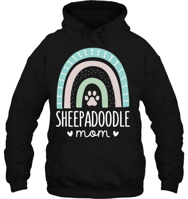 Sheepadoodle Mom Shirt Rainbow Paw Dog Mom