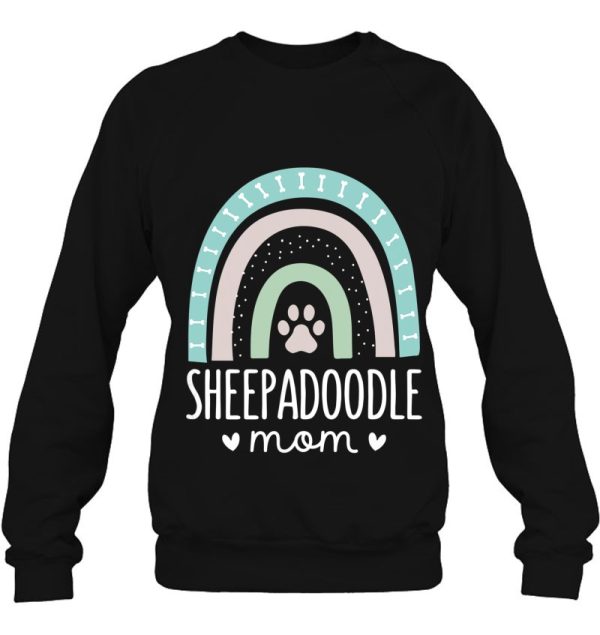 Sheepadoodle Mom Shirt Rainbow Paw Dog Mom