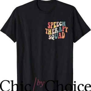 Speech Therapist T-Shirt Groovy Speech Therapy Squad Pocket