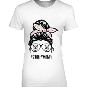 Staffie Mom Messy Bun Hair Glasses, Staffordshire Bull