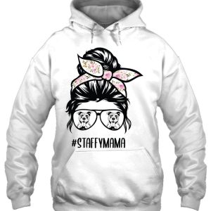 Staffie Mom Messy Bun Hair Glasses Staffordshire Bull 3