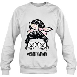 Staffie Mom Messy Bun Hair Glasses Staffordshire Bull 4