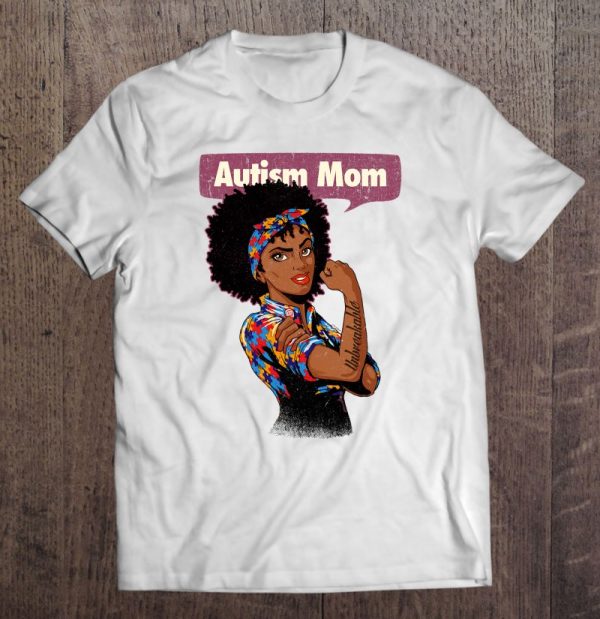 Strong Autism Mom Awareness Afro Mother Black Woman Autism