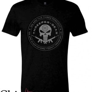 Three Percenters T-Shirt Skull Gun