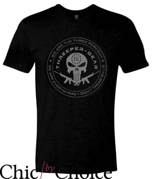 Three Percenters T-Shirt Skull Gun