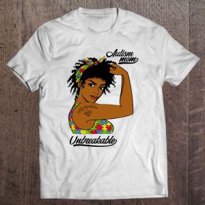 Unbreakable Autism Mom Messy Bun Autism Awareness Afro Women