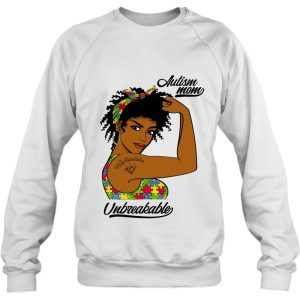 Unbreakable Autism Mom Messy Bun Autism Awareness Afro Women 4
