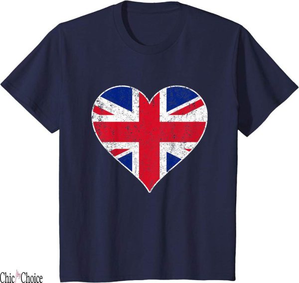 Union Jack T-Shirt Flag Heart England British United Kingdom