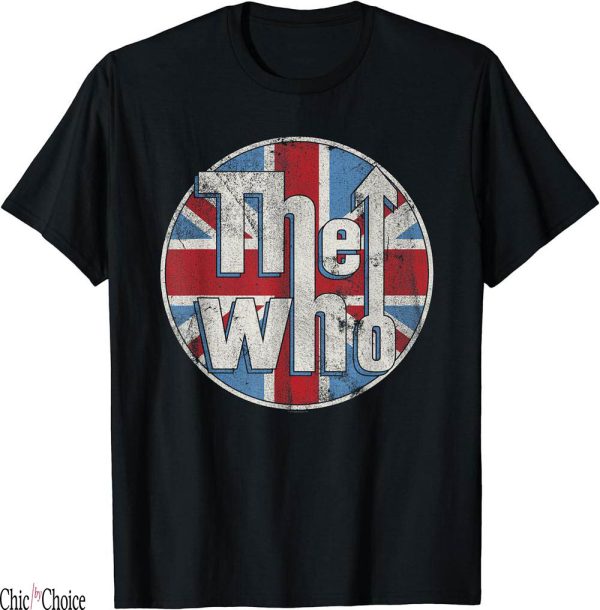 Union Jack T-Shirt The Who Official Distressed Circle Logo