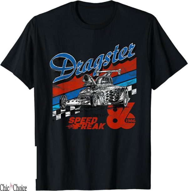 Vintage Race Car T-Shirt Retro Dragster Racing Stripe Hot