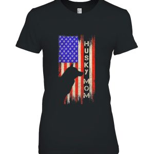 Vintage Us American Flag Proud Siberian Husky Mom Silhouette