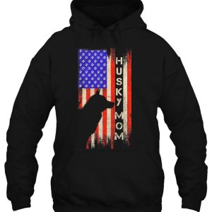 Vintage Us American Flag Proud Siberian Husky Mom Silhouette 3