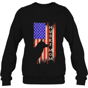 Vintage Us American Flag Proud Siberian Husky Mom Silhouette 4