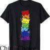 Women Pride T-Shirt Funny LGBT Cat Stack Rainbow