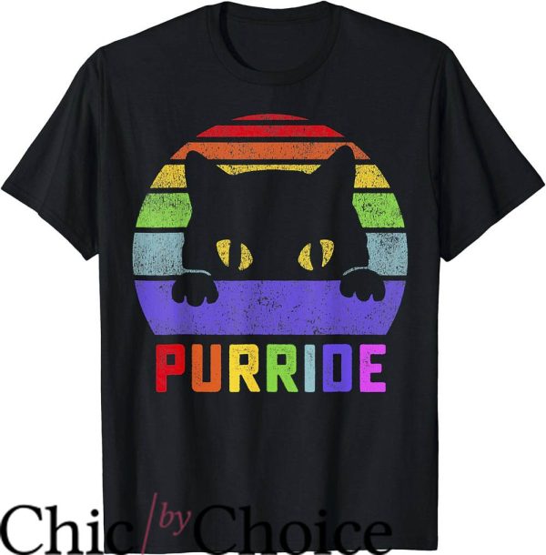 Women Pride T-Shirt Pride Cat Purride Gay LGBTQ Rainbow