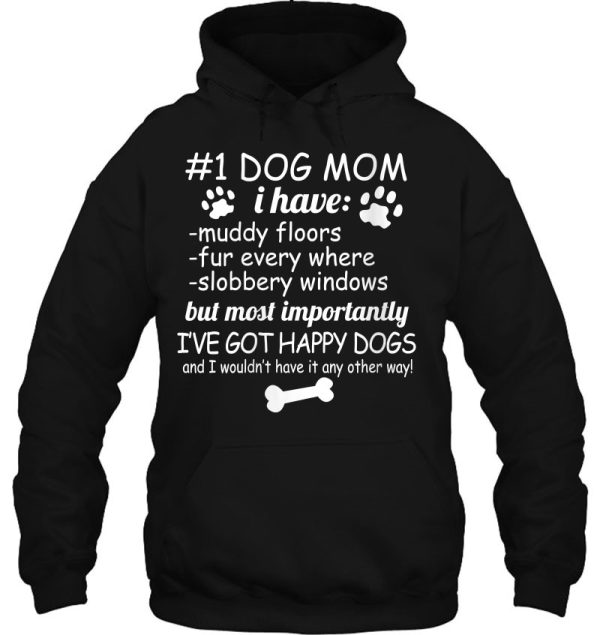 Womens 1 Dog Mom I Have Muddy Floors Funny Dog Lover V-Neck