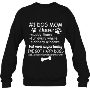 Womens 1 Dog Mom I Have Muddy Floors Funny Dog Lover V Neck 4