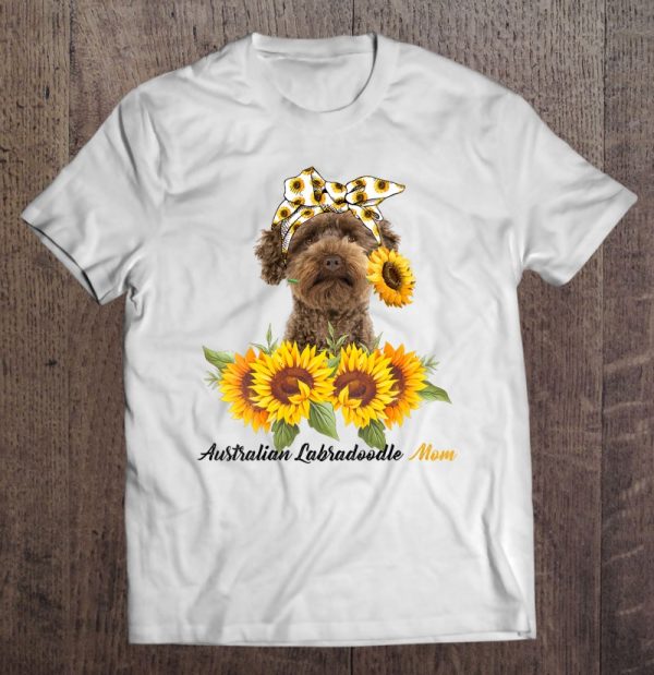 Womens Australian Labradoodle Mom Sunflower Summer Dog Mom Mama V-Neck