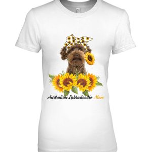 Womens Australian Labradoodle Mom Sunflower Summer Dog Mom Mama V-Neck