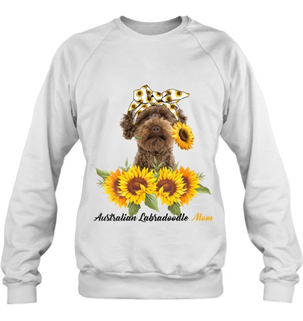 Womens Australian Labradoodle Mom Sunflower Summer Dog Mom Mama V-Neck