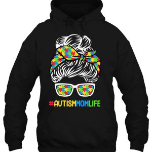 Womens Autism Mom Life Awareness Messy Bun Puzzle Piece Mama Mother 3