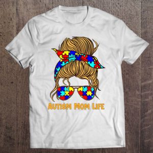 Womens Autism Mom Life Messy Bun Autism Mom