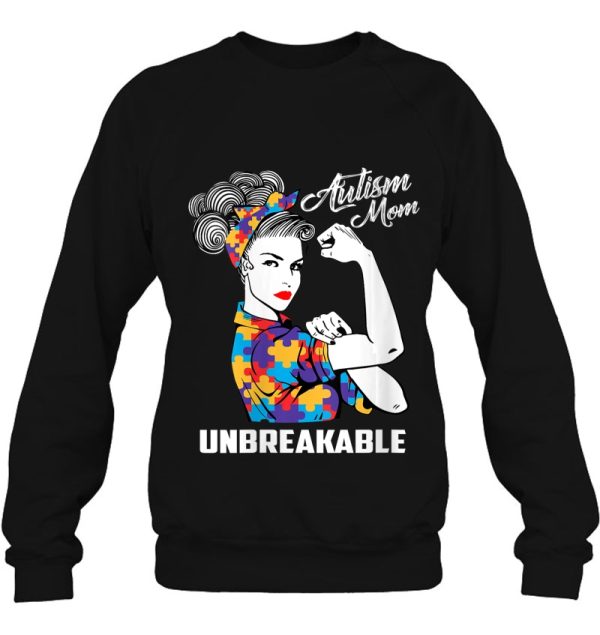 Womens Autism Mom Unbreakable – Autism Awareness Gift V-Neck