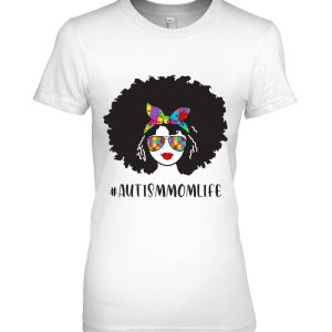 Womens Black Autism Mom Life Autistic Awareness Afro African