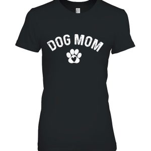 Womens Dog Mom – Cute Paw Heart For Mom Life Dog Mom Women Girls V-Neck