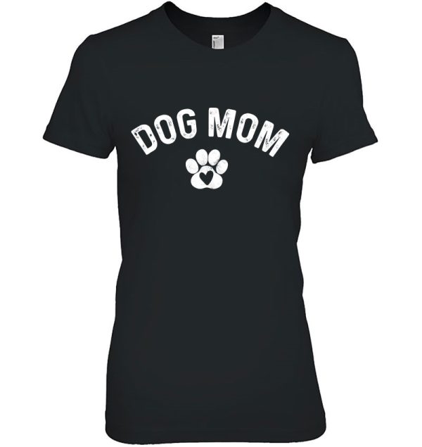 Womens Dog Mom – Cute Paw Heart For Mom Life Dog Mom Women Girls V-Neck