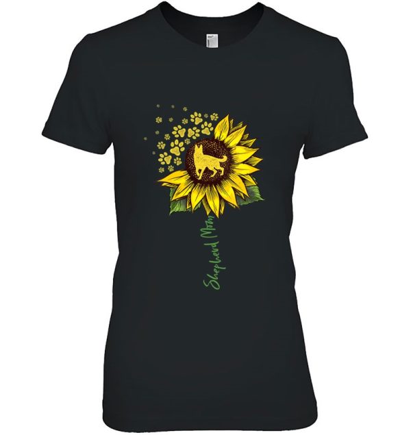 Womens German Shepherd Mom Sunflower Shepherd Gifts Dog Mom Mama V-Neck