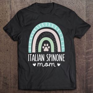 Womens Italian Spinone Mom Shirt Rainbow Paw Dog Mom V-Neck