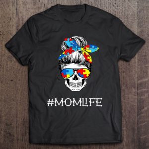 Womens Mom Skull Tired Exhausted Autism Awareness Mama Womens Cool Tank Top