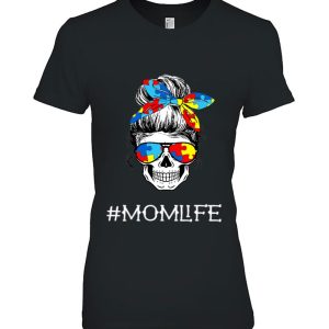 Womens Mom Skull Tired Exhausted Autism Awareness Mama Womens Cool Tank Top