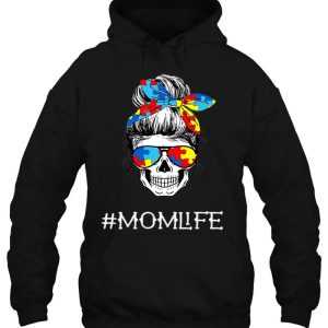 Womens Mom Skull Tired Exhausted Autism Awareness Mama Womens Cool Tank Top 3