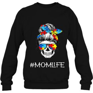 Womens Mom Skull Tired Exhausted Autism Awareness Mama Womens Cool Tank Top 4