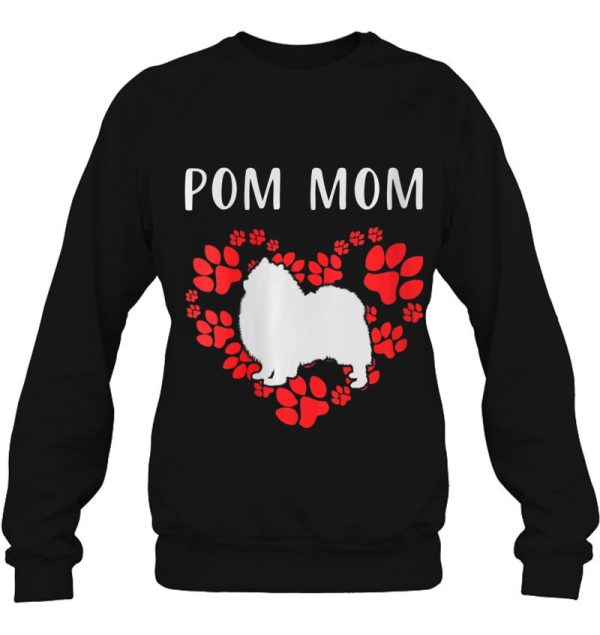 Womens Pom Mom Pomeranian Mom Gift V-Neck