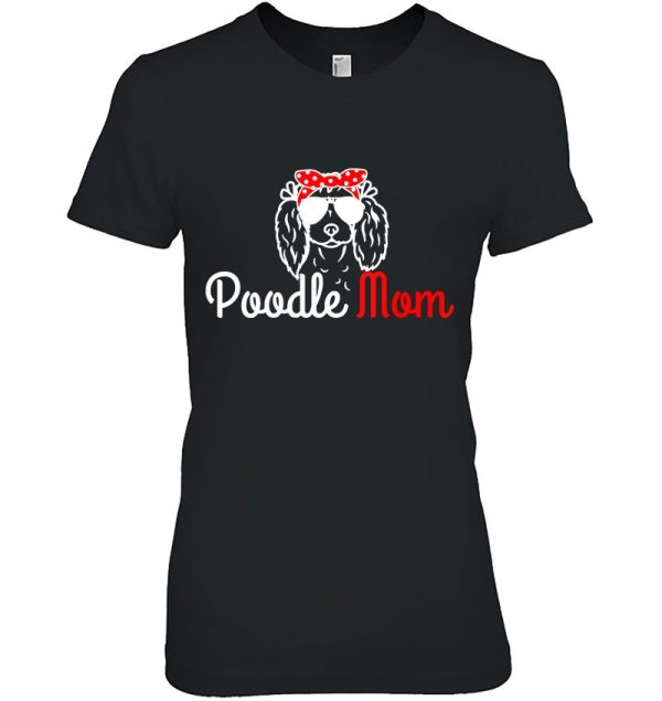 Womens Poodle Mom Vintage Funny Cute Dog Poodle Mama V-Neck