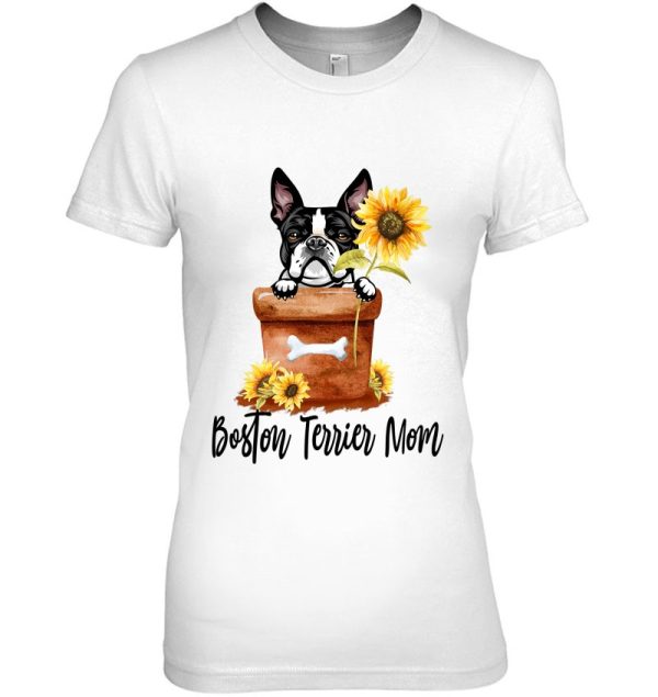 Womens Sunflower Boston Terrier Mom Dog Lover Gifts