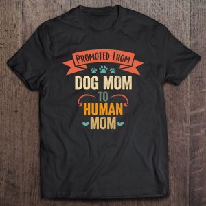 Womens Vintage Promoted From Dog Mom To Human Mom