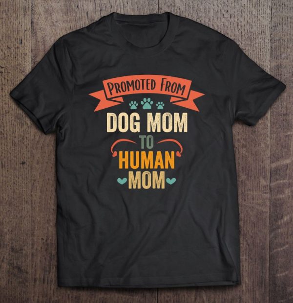 Womens Vintage Promoted From Dog Mom To Human Mom